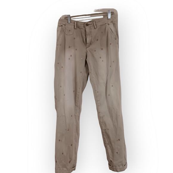 Anthropologie Pilcro Khaki Jeans with Gold paint splatter. Size 27 - Picture 3 of 6